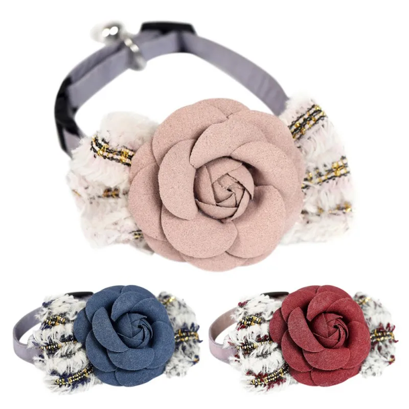 Pet Adjustable Bowknot Necktie for Cats Small Dogs Teddy Fashion Velvet Floral Tie