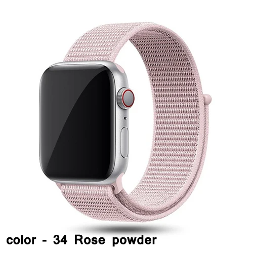Ремешок для Apple Watch 42 мм 38 мм 5 4 3 correa iwatch 44 мм 40 мм спортивный браслет-петля Apple watch 5 4 аксессуары 5/3/2 - Цвет ремешка: 38-Rose powder