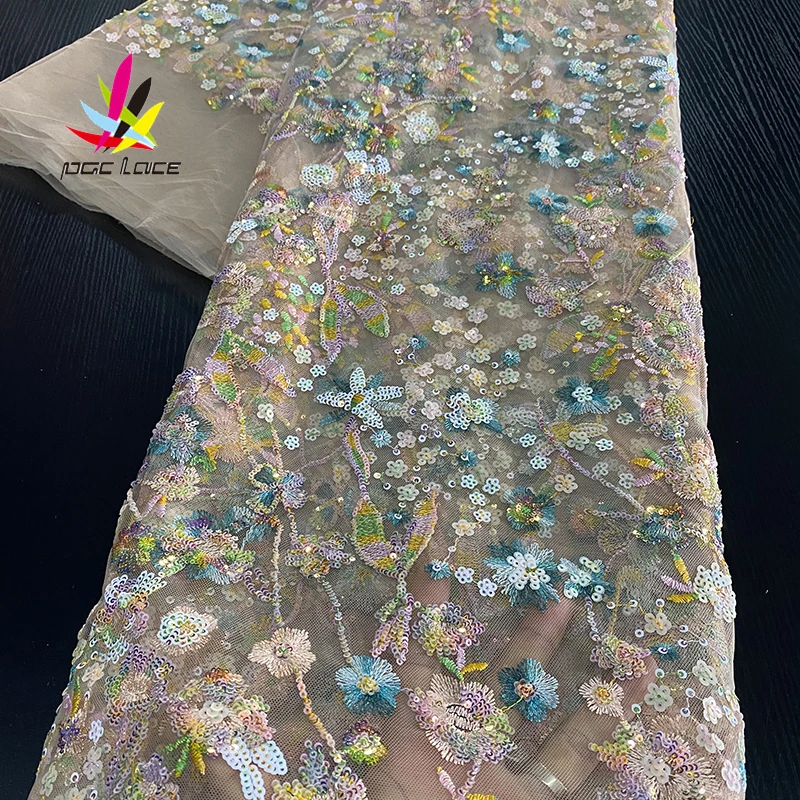Французская кружевная ткань с блестками 2020 Высококачественная африканская