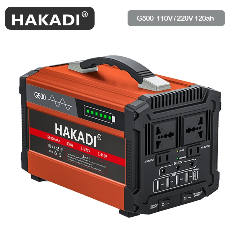 US $418.77 Hakadi G500 Portable Solar Generator Inverter Usb Outdoor Energy Storage Lcd Display 110v 220v Ac Dc Pure Sine Wave