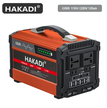 

HAKADI G500 Portable Solar Generator Inverter USB Outdoor Energy Storage LCD Display 110V 220V AC DC Pure Sine Wave