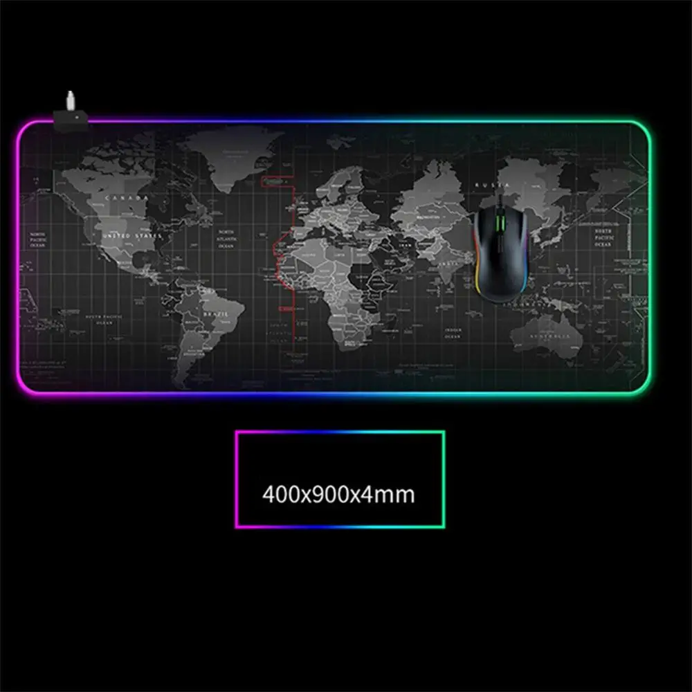 Mousepad Large Computer Mouse Mat Large LED Prefessional Gaming Mousepad Night RGB USB Wired Lighting for Computer 900x400 mm XL