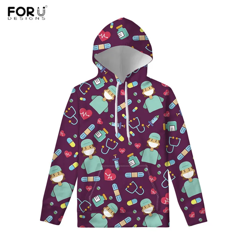 FORUDESIGNS/Медицинский узор с изображением сиделки из мультфильма милые топы 3D толстовки с капюшоном спортивные костюмы куртка осень зима загрязнители - Цвет: HXA233Z72