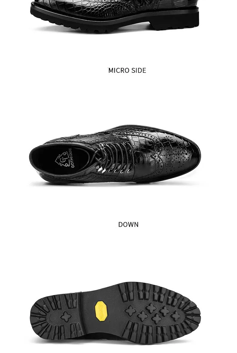 gete new men crocodile belly leather boots male crocodile boots black fashion boots for male shoes