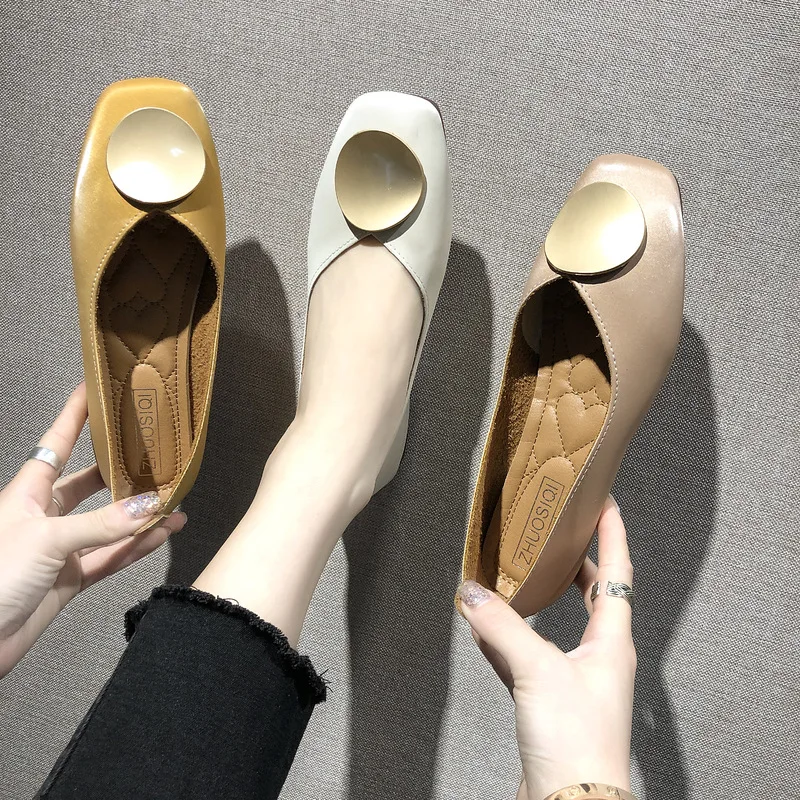 

Fashion Simple Low-Cut WOMEN'S Shoes 2019 Summer New Style Breathable Flat Heel Fashion Shoes Square Head Flat Top Shoes
