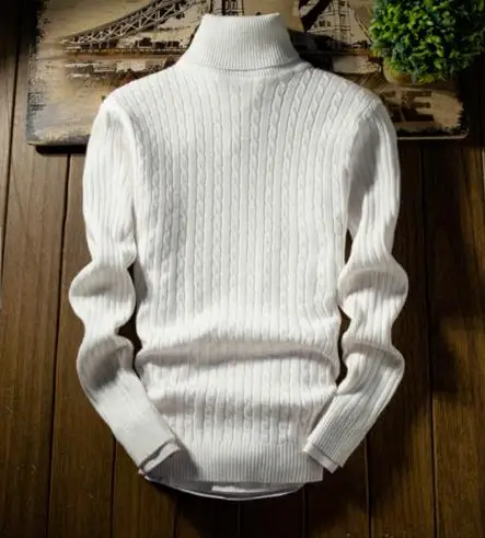 Мужские свитера в повседневном стиле, длинные пуловеры с длинным рукавом, Тип изделия, однотонный рисунок, водолазка с воротником, толстая, без украшения - Цвет: A