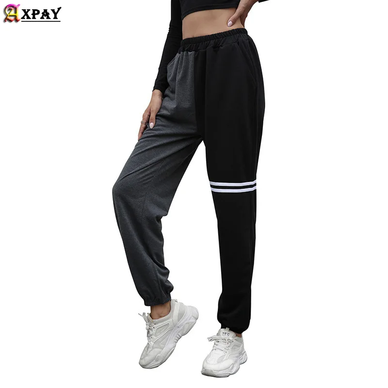 

Black Casual Women Pants Patchwork Loose Harlan Jogger Pants Solid Fashion High Waist Women's Sweatpants Trousers Autumn 2020
