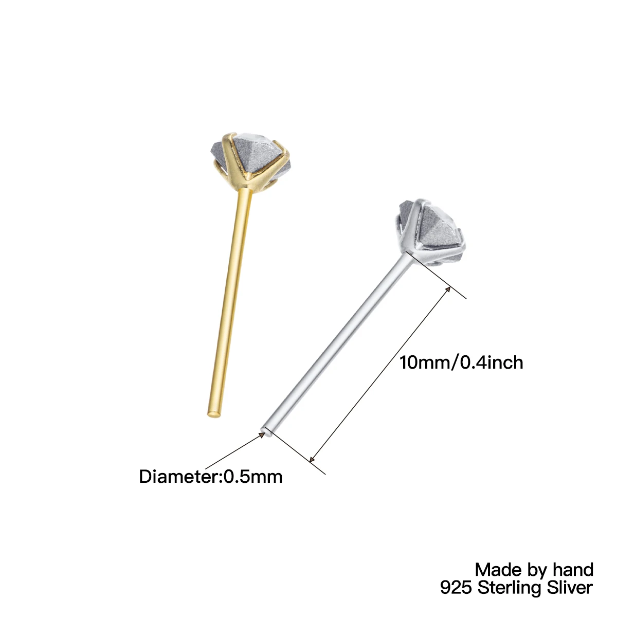 Nose Studs 925 Sterling Silver Crystal Different Size Nose Piercing Body Jewelry