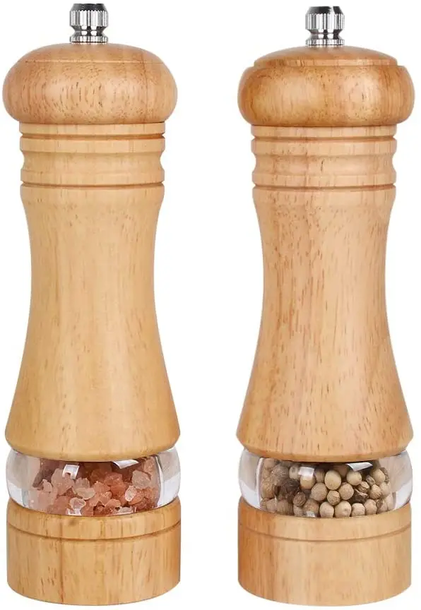 Wooden Pepper Mill or Salt Mill - 5 inch tall - Best Pepper or Salt Grinder  Wood Easily refillable - Oak Wood Pepper Grinder for Your Kitchen 