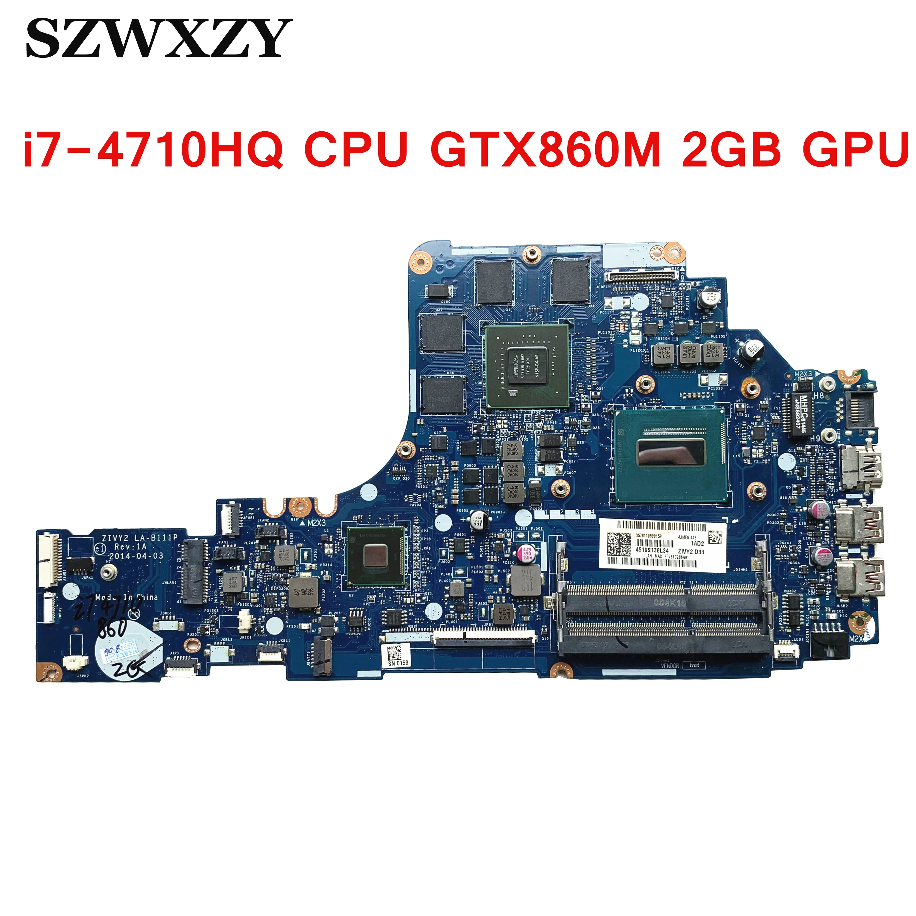 Оригинальная материнская плата для ноутбука Lenovo Y50-70 CPU GTX860M 2G GPU ZIVY2 | Компьютеры и