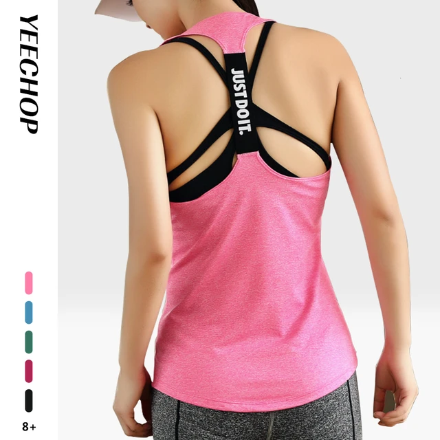 US $10.01 Yeechop Women Sleeveless Fitness Vest Exercise Workout Sports TShirts Fitness Running Sport Vest Y