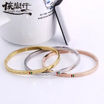 

Charm Cuff Bracelets Bangle for Women Stainless Steel Gold Plating Width Luxury Wristband Wedding Female Jewelry