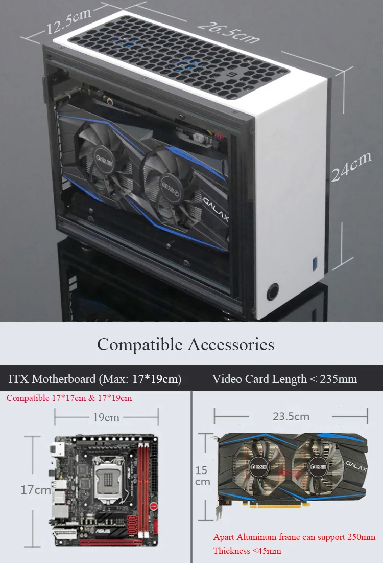 Чехол для игрового компьютера A35 Mini ITX Прозрачный Акриловый чехол s с удлинителем