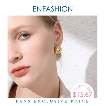 

ENFASHION Punk Football Hoop Earrings For Women Gold Color Small Circle Ball Molten Hoops Earings Fashion Jewelry Aros E191103