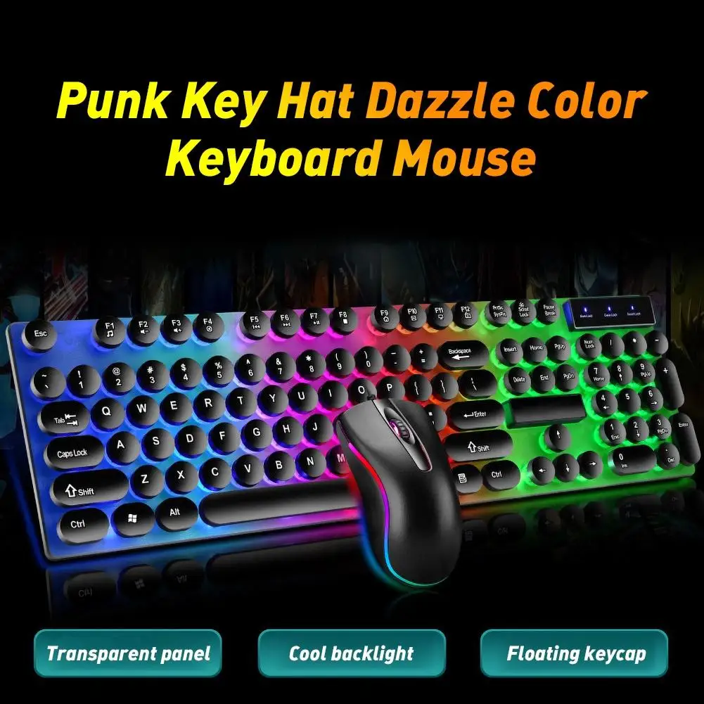 

Wired Keyboard Mouse Stylish Wired LED Backlight Mechanical Keyboard Mouse Set for Computers Laptops Wired Backlight Gaming Set