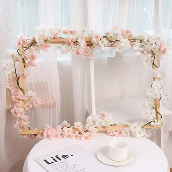 

1.8m Artificial Cherry Flowers Rattan Wall Hanging Garland Wreath For Home Wedding Garden Party Decoration DIY Simulation Flower