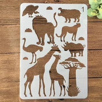 

A4 Lion Animals Giraffe DIY Craft Layering Stencils Painting Scrapbooking Stamping Embossing Album Paper Card Template
