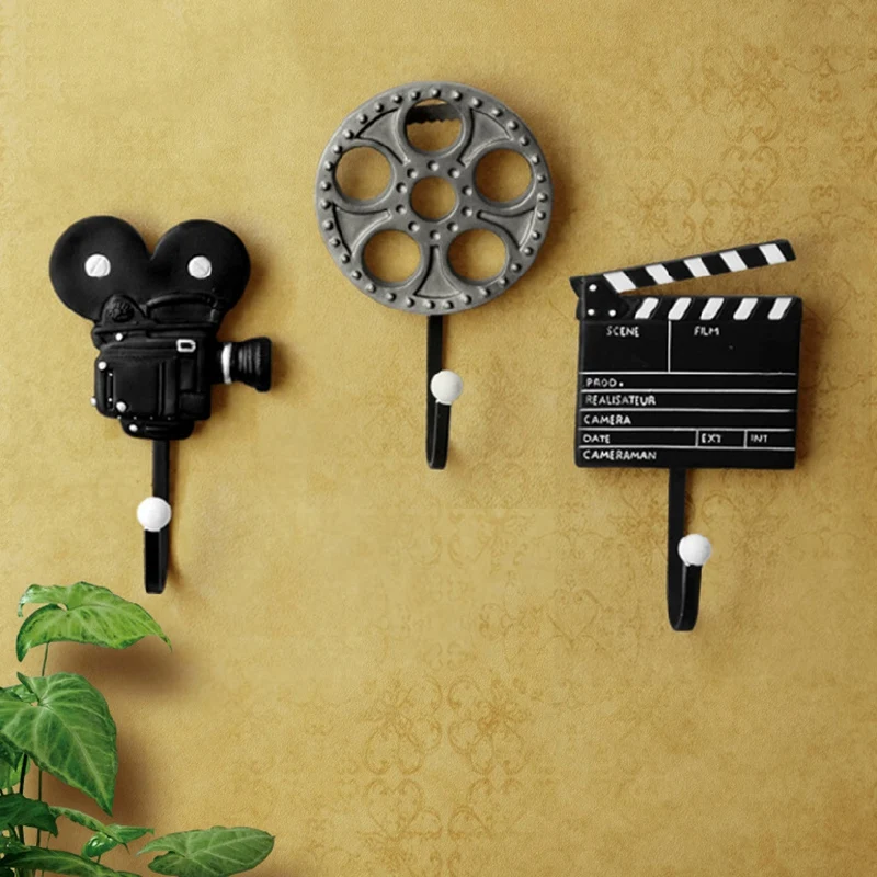 Ретро настенная вешалка, крючок для украшения дома, оборудование для фильмов, креативный крючок, комплект из 3 предметов