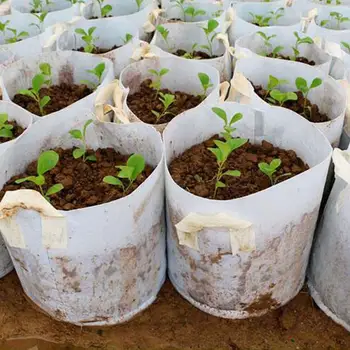 

5pcs Biodegradable Non-woven Nursery Bags Plant Grow Bags Fabric Seedling Pots Eco-Friendly Aeration Planting Bags