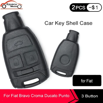 

KEYECU 3 PCS/LOT Replacement Smart Remote Key Shell Case Fob 3 Button for Fiat Bravo Croma Ducato Punto Stilo Shell Only