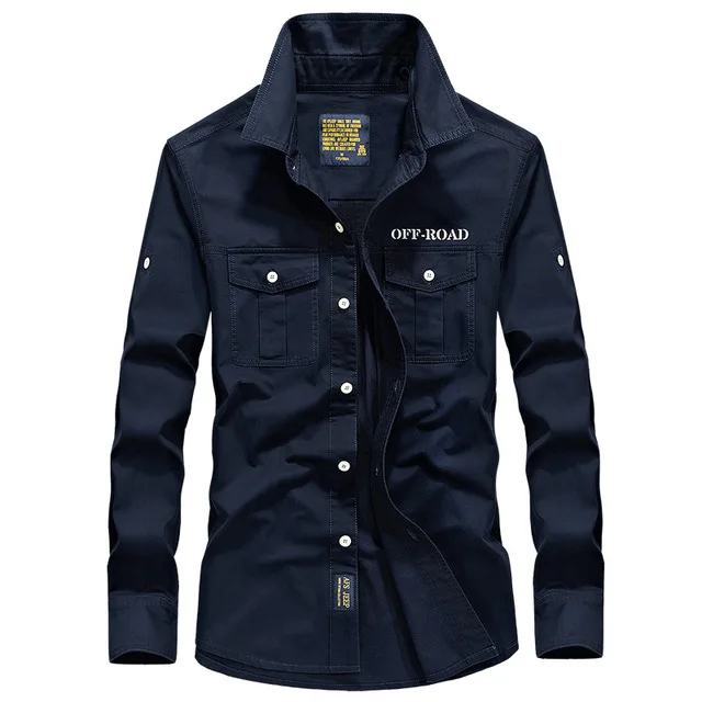 Men Winter Warm Military Tactical Cargo Shirts Men's Casual Autumn Flannel Thick Winter Warm Long Sleeve Fleece Shirts S-4XL - Цвет: Navy No Fleece