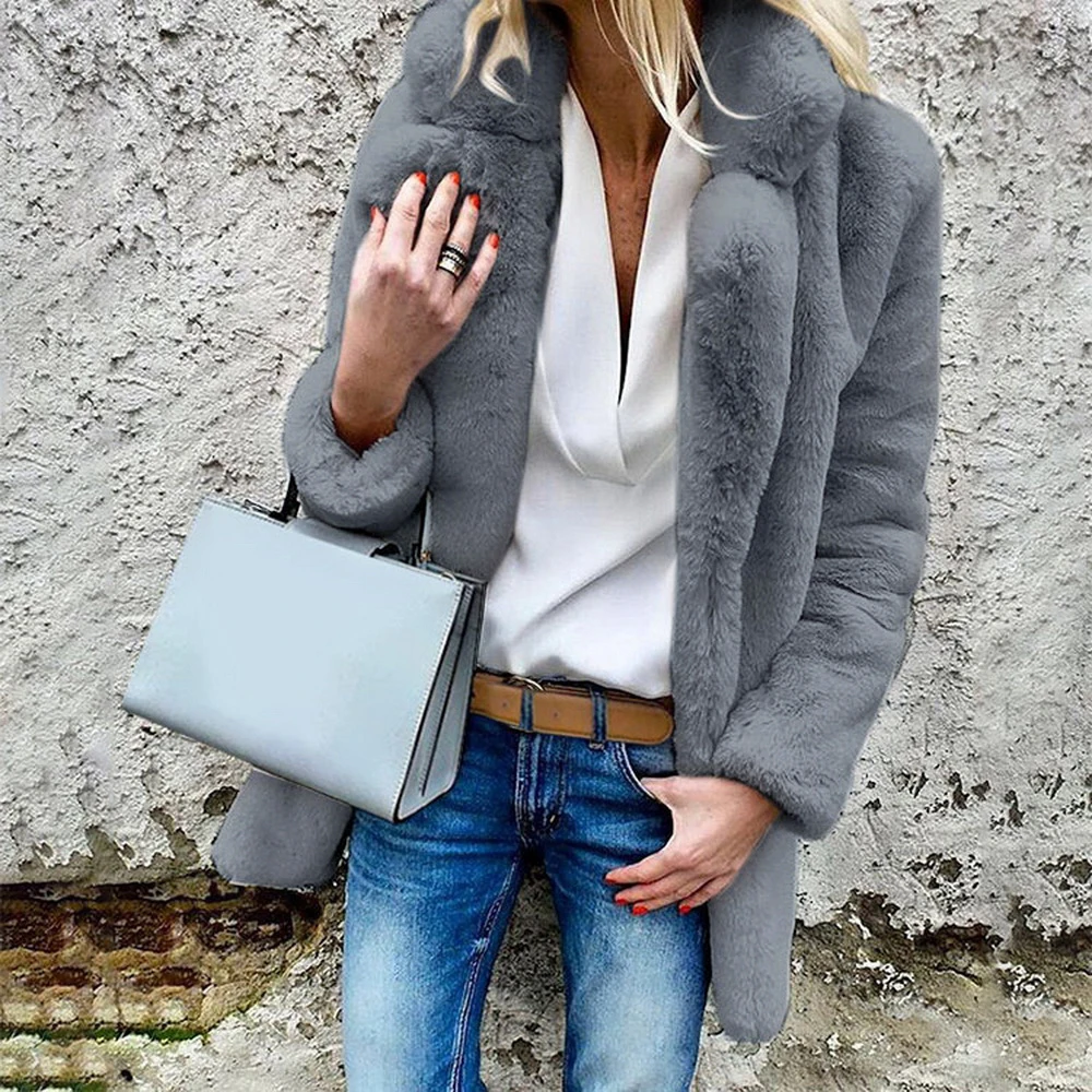 SFIT повседневные длинные кардиганы из искусственного меха, пальто, Толстая теплая зимняя пушистая куртка с длинным рукавом из искусственного меха, женская верхняя одежда, тонкое пальто