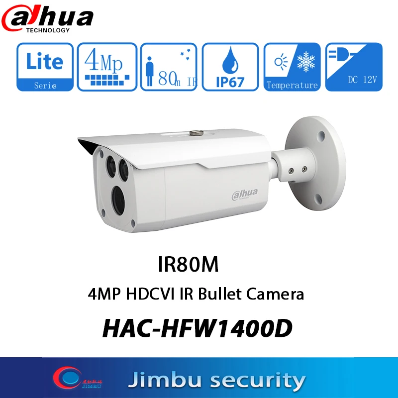 Dahua 4MP HDCVI HAC-HFW1400D 3.6MM 6MM IR80M IP67 HD and SD output switchable analog camera IR Bullet HFW1400D | Безопасность и