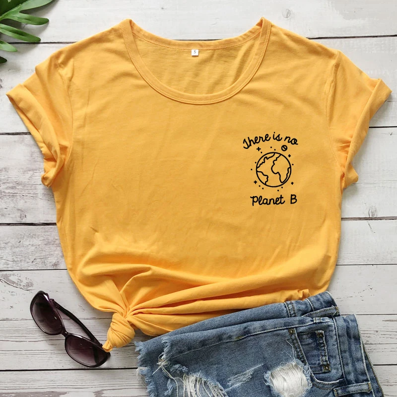 Стильная летняя футболка с принтом «Нет планеты в», этическая женская футболка с круглым вырезом и надписью размера плюс
