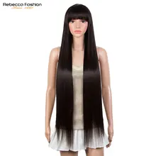 

Rebecca 36 inch Long Straight Wig Human Hair Composition WIth Synthetic Hair Wigs With Bang Full Machine Made Wigs For Woman