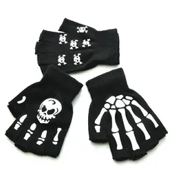 Перчатки для Хэллоуина с черепом, костями, скелетом, готическими перчатками