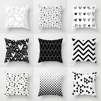 

Black and White Geometric Striped Pillowcases Throw Pillowcase Geometric Case kussensloop Polyester Decorative Pillow