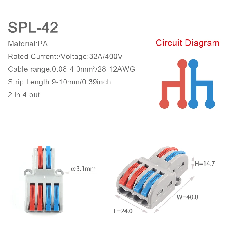 5PCS Fast Wire Cable Connectors Universal Compact Conductor Spring Splitter Wiring Connector Push-in Terminal Block For Electric