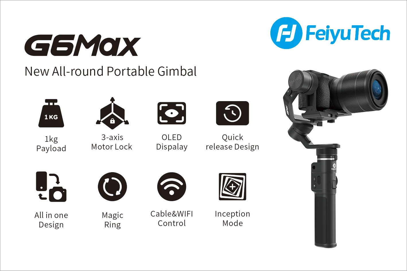 Feiyutech G6 Max 3 Axis Handheld Gimbal Stabilizer For