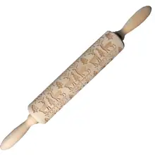 2 размера Рождественская тисненая скалка для выпечки печенья лапша печенье, фондан, пирог, тесто Выгравированный роллер олень; Снежинка