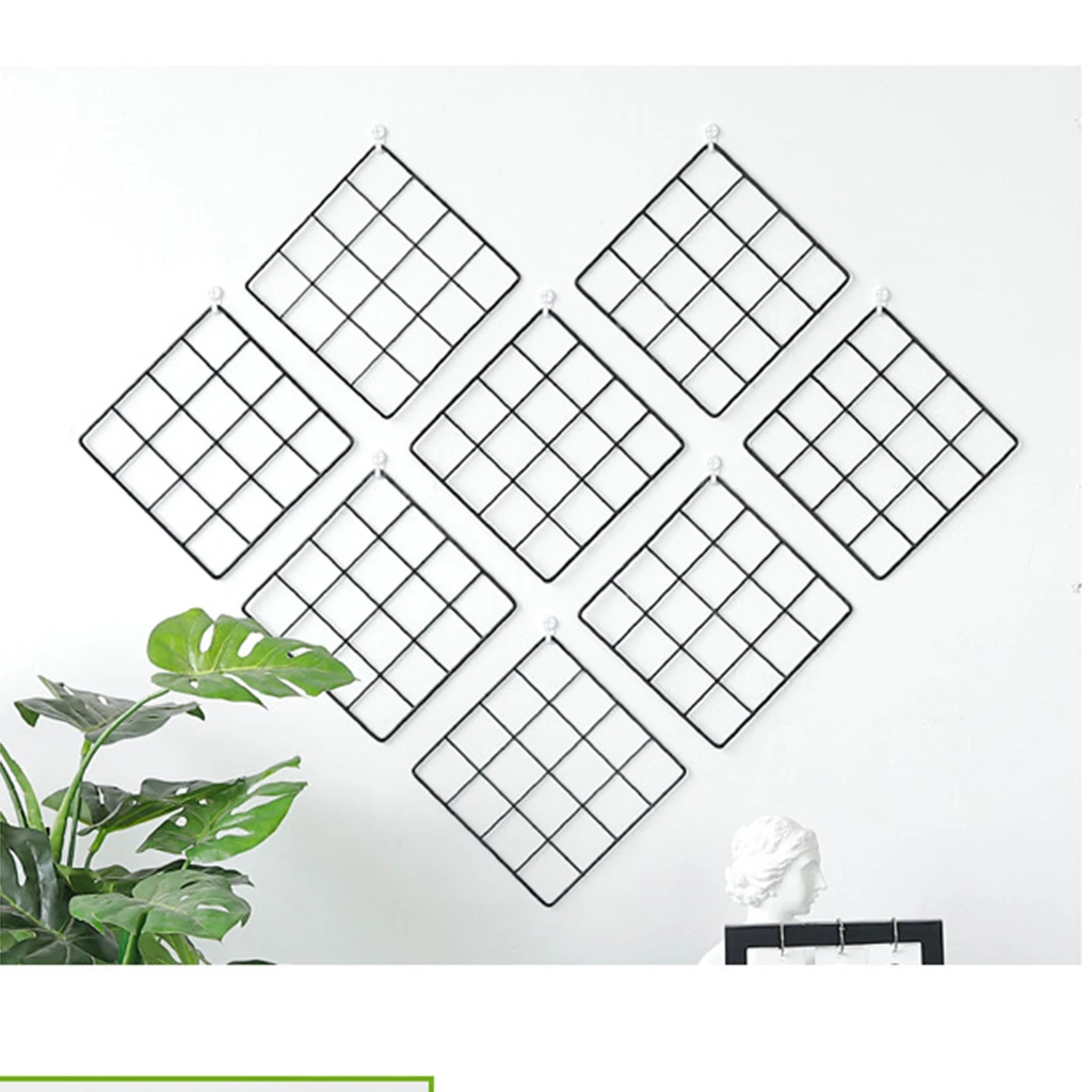 DIY Grid Photo Wall Mounted Mesh Metal Wire Display Panel Wall Art Display Organizer, Memo Board, 20x20cm