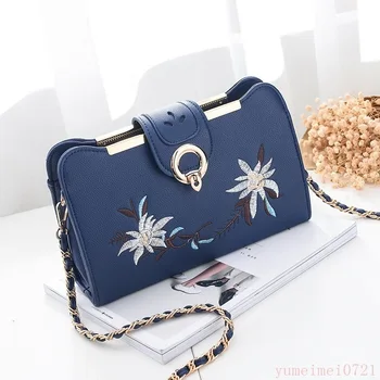 

New women's bag, embroidery fashion trend, wild chain bag, small messenger bag, simple women's bag