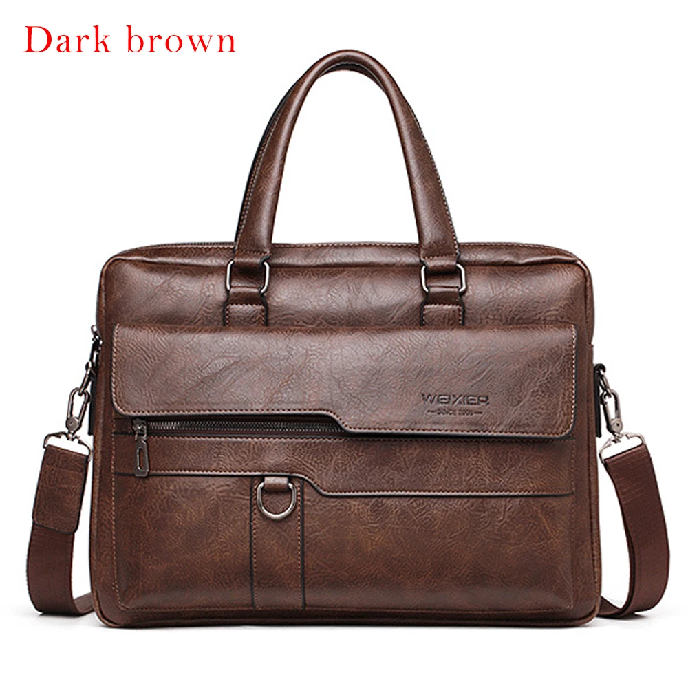 A brown HEFLASHOR, мужской портфель, сумка, высокое качество, для бизнеса, известный бренд, кожа, на плечо, сумка-мессенджер, Офисная сумка, 13,3 дюймов, для ноутбука - Цвет: A brown