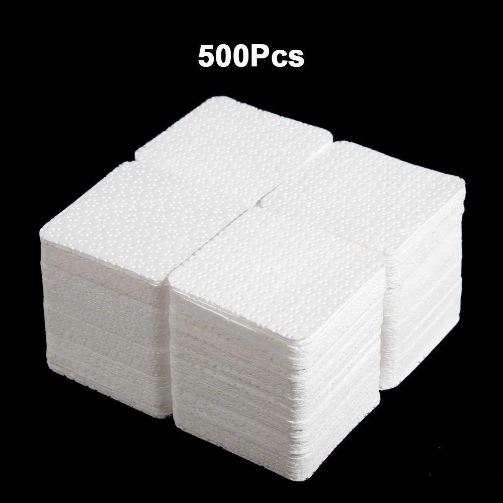 500Pcs Средство для удаления ногтей, хлопковые салфетки, УФ-гель для ногтей, для снятия лака, очиститель, без ворса, бумажный коврик для ногтей, инструменты для чистки маникюра - Цвет: 500Pcs