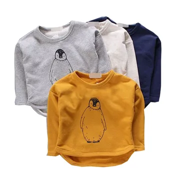 

NEW autumn girls boys t shirt clothes baby kids long sleeve cotton Penguin print t shirt tops tees baby sweatshirt kids clothes
