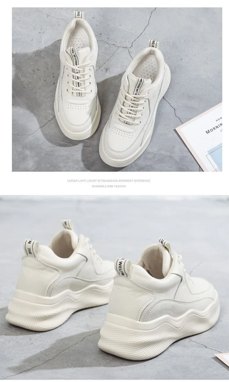 Fashion Leather Platform Ankle Boots Shoes Woman Thick Sole Lace-up Women Shoes Waterproof Heightening Shoes I3-04