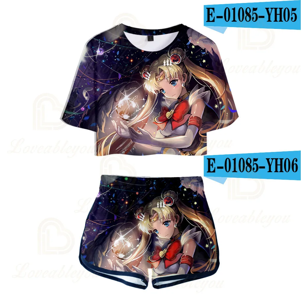 Anime Sailor Moon Tshirt Sets Navel T-shirt Two