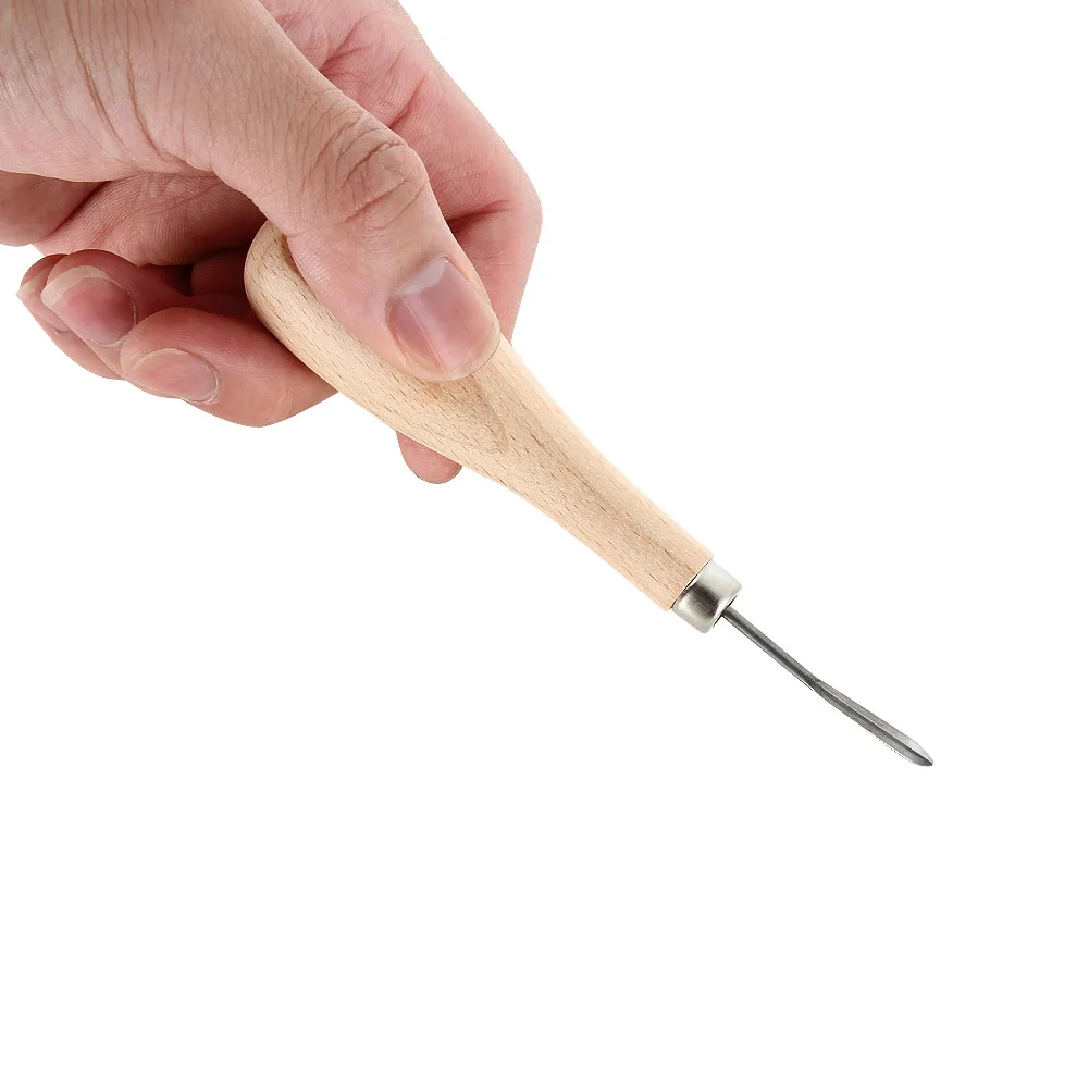 3/4/5/6mm Leather Craft Rhombus Awl Wood Handle Leather Stitching Sewing Reaming Household Leathercraft DIY Tools AUG889