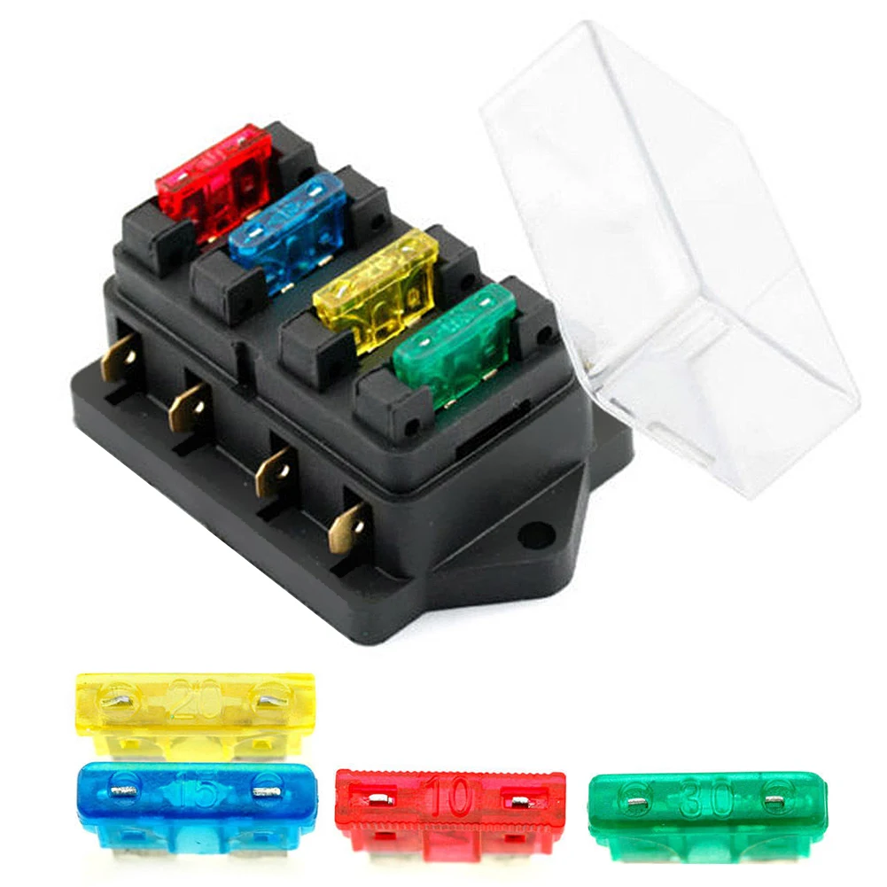 Горячая 12 V/24 V 4 Way электроцепь автомобиля Стандартный плавкий предохранитель ATO коробка блок держатель + 4 предохранителя Прямая поставка