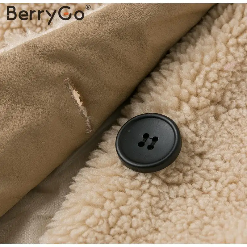 BerryGo, модное плюшевое Женское пальто из искусственного меха, шикарные вечерние женские пальто на пуговицах с большими карманами, осенне-зимняя женская теплая куртка