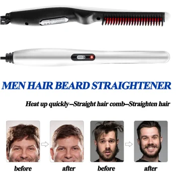 

Multifunctional Beard Straightener Styler Brush Men Heat Hair Curler Electric Straightener Hot Comb Hair Care Tool Dropshipping