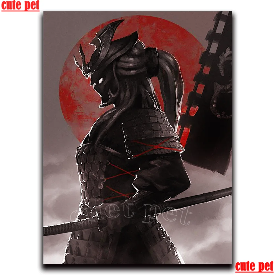 Full square diamond painting Japanese samurai embroidery 5D rhinestone mosaic inlaid pattern decoration salon | Дом и сад