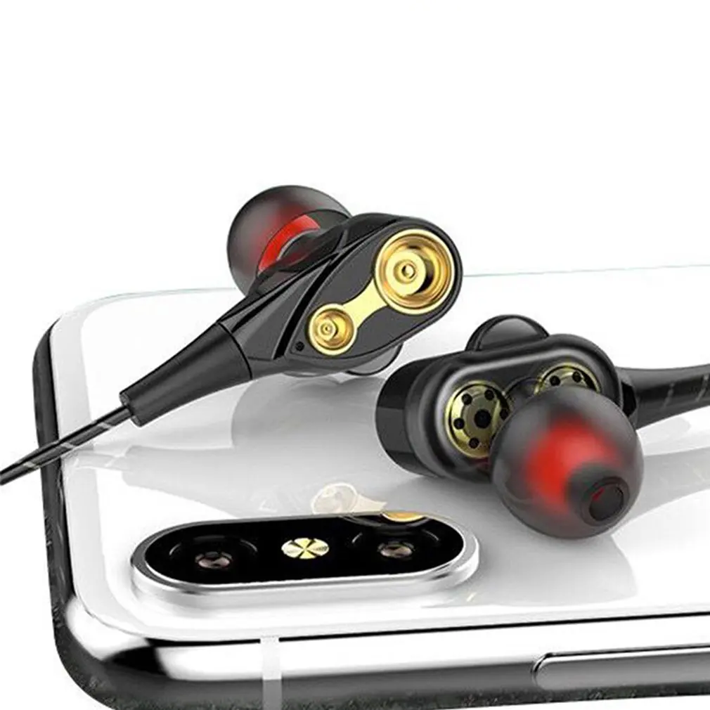 Magnetic Wired Stereo in-Ear Earphones Super Bass Dual Drive Headset Earbuds Earphone For Huawei Samsung SmartPhone