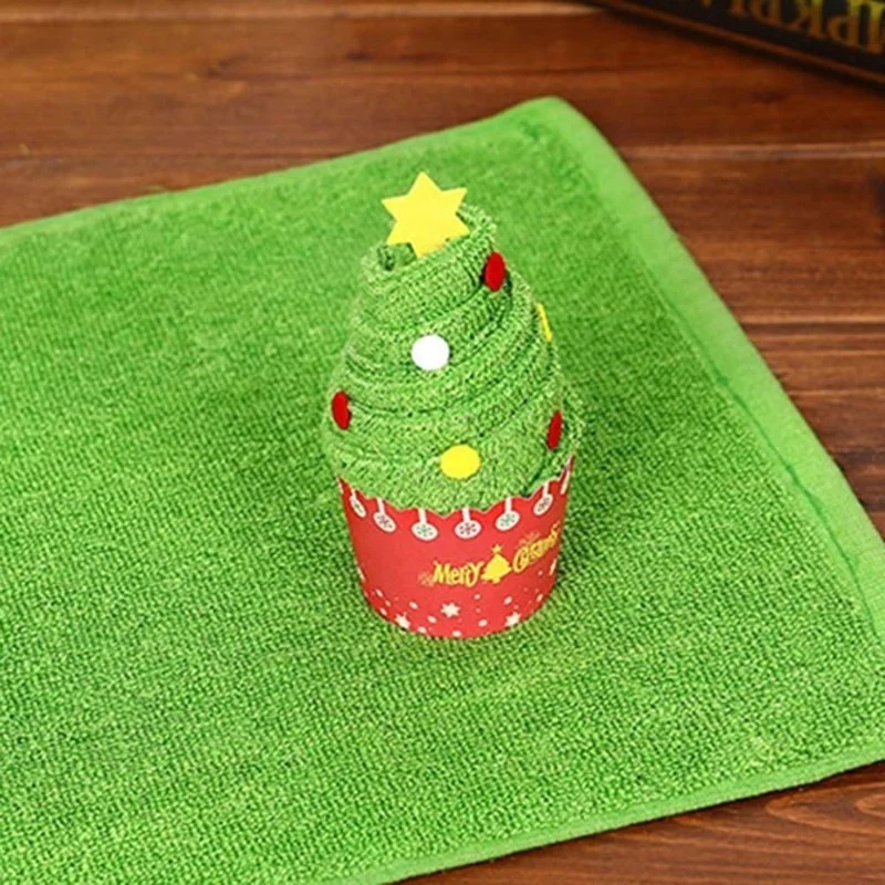 

High Quality Christmas Present Santa Claus Snowman Christmas Tree Cake Modelling Cotton Towel Creative Gifts