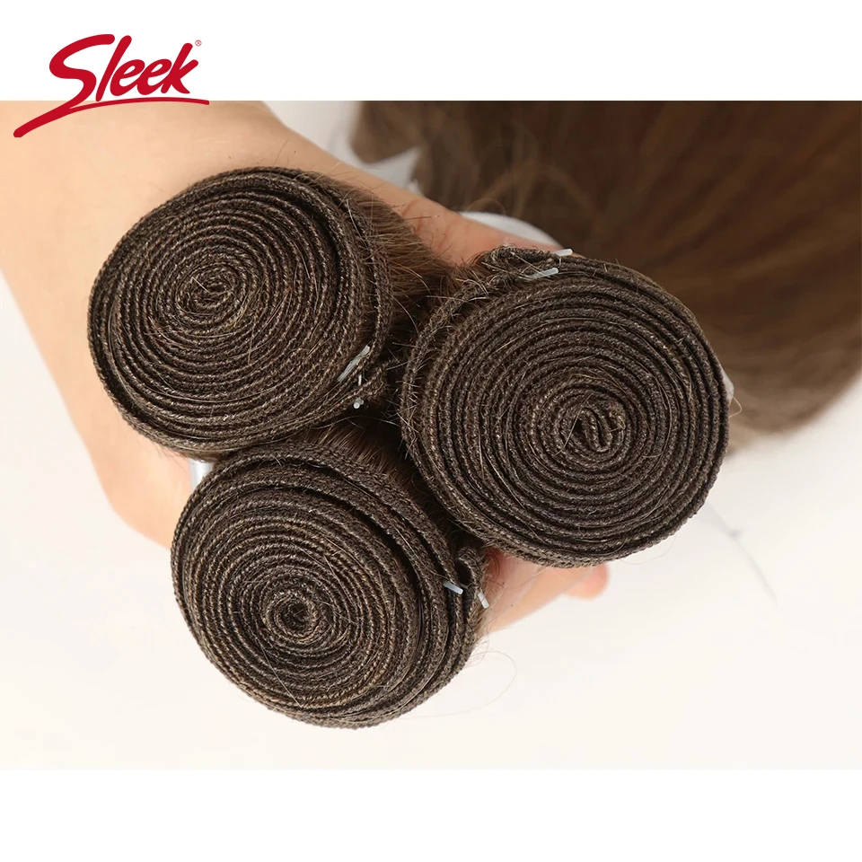 Sleek Double Drawn Silky Straight Hair Brazilian Hair Weave Bundles Color 8# 6# Brown Remy Human 12-24 Inches hair