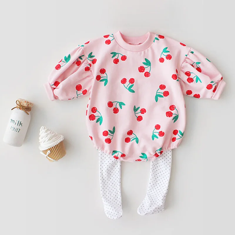 

Cute Cherry Print Newborn Infant Baby Girls Rompers Long Sleeve Baby Girl Autumn Jumpsuit Playsuit Baby Clothing